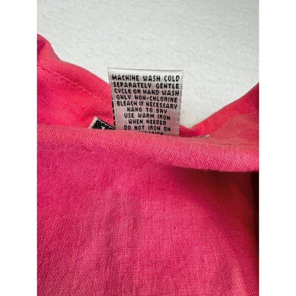 Kelly Scott L Linen Blend Pink Button Front Shirt Embroidered Sunflowers Jacket - Picture 4 of 7